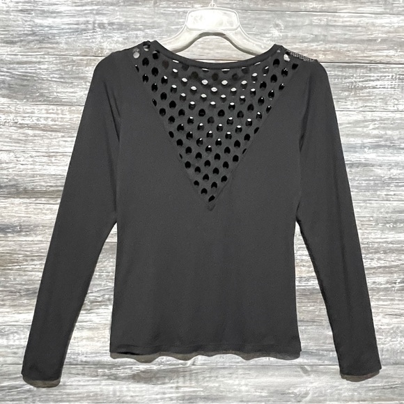 Splits59 Black Sexy Cut Out Mesh Long Sleeve Athletic Gym Running Top Size XS - Picture 9 of 11